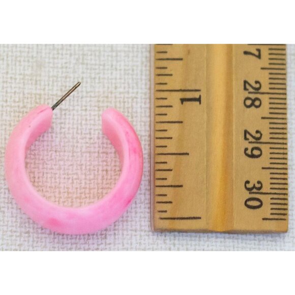 Vintage Strawberry Pink Hoop Earrings - F1 - Picture 3 of 3